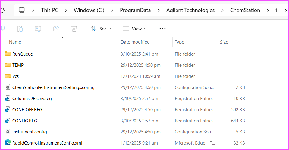 ChemStation sequence crash config files in instrument folder