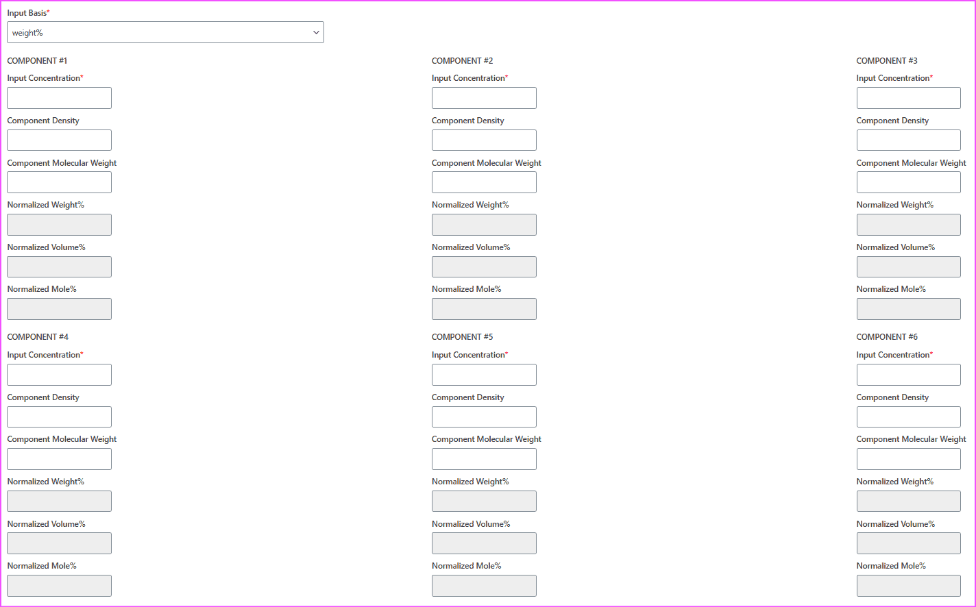 Composition Unit Composition Unit Converter (wt%, vol%, mol%)