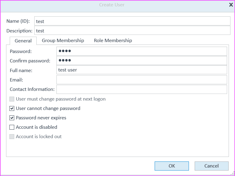 OpenLab user management create user general tab